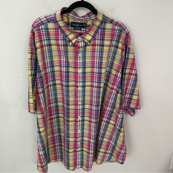 Ralph Lauren Classic Fit Mens 4X Short Sleeve India Madras Plaid Button Shirt 15 - Picture 1 of 6